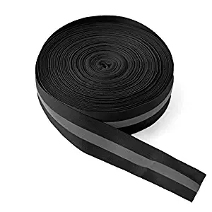 High Visibility Reflective Tape Strip, Fabric Florescent Reflective Safety Tape Sew-on Warning Safety Trim (Black, 0.98in0.39in)