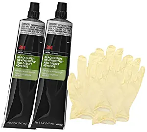 3M Black Super Weatherstrip Adhesive Tube (5 oz) Bundle with Latex Gloves (6 Items)