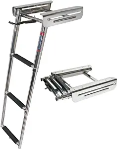 4 Step Under Platform Sliding Ladder, Stainless 316 - Jif Marine