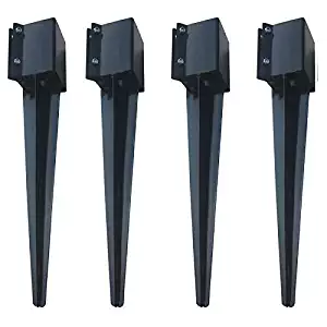 MTB Fence Post Anchor Ground Spike Metal Black Powder Coated 32"x4"x4", Pack of 4