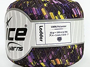 Gothica Ladder Ribbon Yarn - Purple Lilac Green 50 Gram