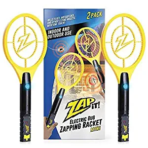 ZAP IT! Bug Zapper Twin Pack - Rechargeable Mosquito, Fly Killer and Bug Zapper Racket - 4,000 Volt - USB Charging, Super-Bright LED Light to Zap in The Dark - Safe to Touch(Twin Mini)