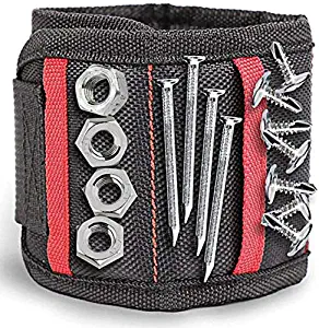 Magnetic Wristband Tool with Strong Magnets & Pockets, Magnetic Nail Holder, Magnetic Wristband for Holding Tools Screws, Nails, Drill Bits & Plastic Tools, Best Gift Tools for Men, Father, Women