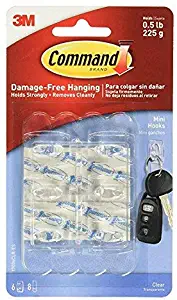 Command Clear Hooks Strips, Plastic, Mini 6 ea (Pack of 3)