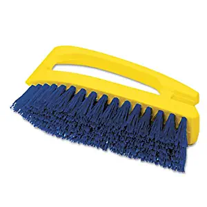Rcp 6482COB Iron-Shaped Handle Scrub Brush, 6 Brush, Yellow Plastic Handle/Blue Bristles