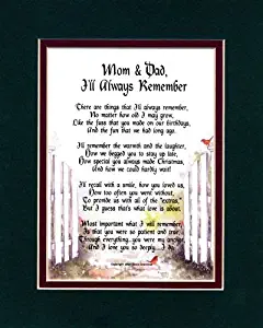 Genie's Poems Thank You for Mom and Dad. Anniversary Present Double Matted in Dark Green Over Burgundy