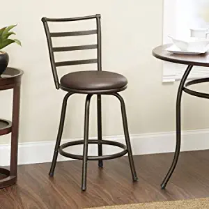 Mainstays 24 Ladder Back Barstool, Black Metal Finish, Espresso