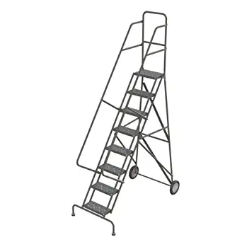 Tri-Arc KDRF108162 8-Step All-Terrain Roll and Fold Steel Industrial & Warehouse Ladder with Grip Strut Tread