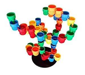 Magz Cup Up 50 Building Set consisting of a Base in Black and 49 Cups in 5 Colors. Teaches Younger Kids Colors, Counting, Addition and Subtraction and a Building kit for All Ages. Water Friendly.
