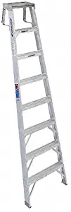 8 ft. Aluminum Shelf Ladder, 300 lb. Load Capacity, 28-1/4" Overall Width, Rung Shape: Step