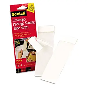 Scotch 3750P2CR Envelope/Package Sealing Tape Strips, 2-Inch x 6-Inch, Clear, 50/Pack (1)