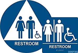 Unisex Restroom Sign Set,(Wall + Door) Signs (Blue/White)