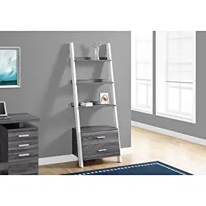 Hawthorne Ave Grey-White Ladder Bookcase with 2 Storage Drawer