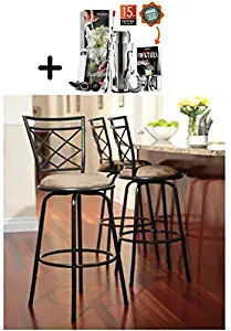 by Mainstay Mainstays Adjustable-Height Swivel Barstool, (Black, Adjustable-Height Swivel)