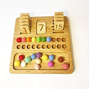 CleverWood Wooden Math Game Set Numbers Board Game Montessori Math Learning Homeschool Toy Educational Preschool Math Wooden Numbers Waldorf Toys (Big)