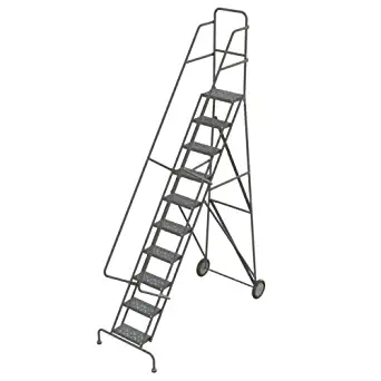 Tri-Arc KDRF110162 10-Step All-Terrain Roll and Fold Steel Industrial & Warehouse Ladder with Grip Strut Trea