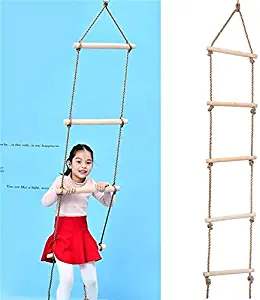 Lady Lake tk - 5 Wooden Rungs PE Rope Ladder Children Climbing Toy Kids Sport Rope Swing Safe Fitness Toys Equipment Indoor Outdoor Garden New