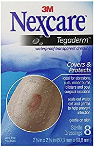 Nexcare tegaderm Waterproof Transparent Dressing, 2-3/8" x 2-3/4", 8Count Pack of 3