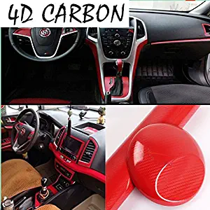 DIYAH 4D Red Carbon Fiber Vinyl Wrap Sticker with Air Realease Bubble Free Anti-Wrinkle 12" X 60" (1FT X 5FT)