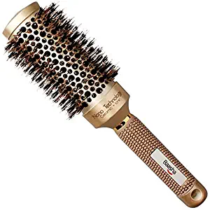 Medium Large Round Brush 2 Inch, Boar Hair Brush Round for Women, Round Brush for Blow Drying Medium Length, Ceramic Barrel Professional Hair Brush With Boar Bristle, Roller Round Brush for Flip