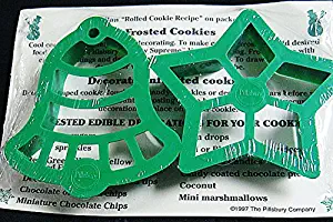 1997 Pillsbury Doughboy Christmas Holiday Set of 2 (Star and Bell) Cookie Cutters with Cookie Receipe Card-New on Factory Sealed Card