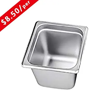 6" Deep Steam Table Pan 1/6 Size, Kitma 2.7 Quart Stainless Steel Anti-Jam Standard Weight Hotel GN Food Pans - NSF (6.93"L x 6.25"W) - 12 Pack