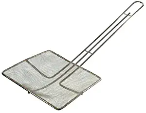 Update International (SKM-SQF) 6 3/4" Nickel-Plated Square Fine Mesh Skimmer