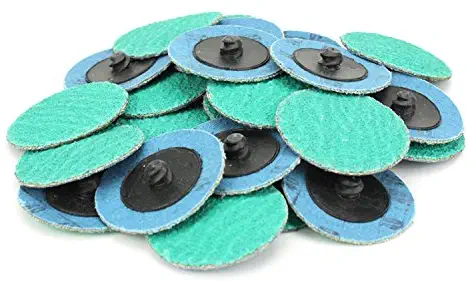 25 Pack - 2" Green Zirconia with Grind Aid Quick Change Sanding Discs Type R Male - Roll On (40 Grit)…