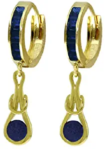 Galaxy Gold 14k Yellow Gold Huggie Earrings with Dangling Sapphires