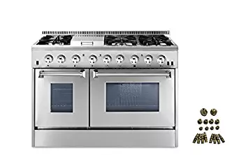 48" Dual Fuel Range 6 Burner With Double Oven and Griddle + LP Conversion Kit Bundle