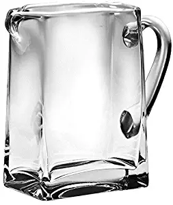 Barski Handmade Rectangle Glass Pitcher with handle, With Spout, Ice Lip, 43 oz., 8"H, Made in Europe