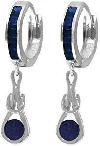 Galaxy Gold 14k White Gold Huggie Earrings with Dangling Sapphires