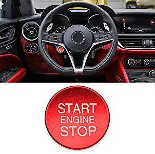 Aluminum Alloy Engine Start Stop Button Cover Trim Decoration Ignition Switch Button Cover Sticker for Alfa Romeo Giulietta Stelvio Mito 147 156 159 166 (Red)