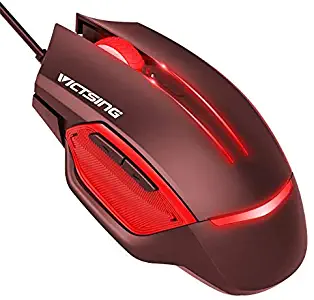 VicTsing Gaming Mouse Wired, 6 Programmable Buttons, 3200 DPI Adjustable, Optical Gamer Gaming Mice with 7 Breathing Lights, Comfortable Grip Ergonomic Optical PC Computer Gaming Mouse - Red