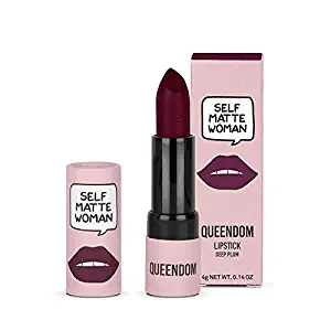 Queendom Self Matte Woman Lipstick, Deep Plum Shade | Matte Finish & Long Lasting Lipstick | Cruelty Free, Paraben Free