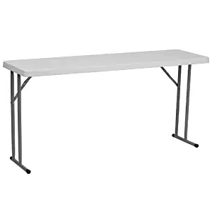 Flash Furniture 18''W x 60''L Granite White Plastic Folding Training Table [RB-1860-GG]