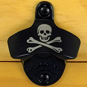 Black Pirate SKULL AND BONES Starr X Wall Mount Bottle Opener