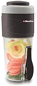 Mueller - Spiralizer - Veggie Pasta Maker - Salad To Go Cup - All-In-One Food Prepper, Comes with BPA Free Fork, Salad Dressing/Spice-Nut Containers