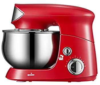 Electric Stand Mixer, Tilt-Head, 3.5 Liter Capacity, 600W High Power, 3 Types Of Blenders, 6 Levels Adjustable Splash-Proof Cover With Whisk, Dough Hook, Flat Beater Attachments(red)