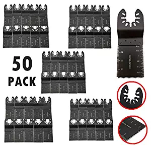 50pcs Wood/Metal Professional Oscillating Multi Tool Quick Release Saw Blades for Fein Multimaster, Dremel Multi-Max, Dewalt, Craftsman, Ridgid, Makita, Milwaukee, Rockwell, Ryobi (50 pack)