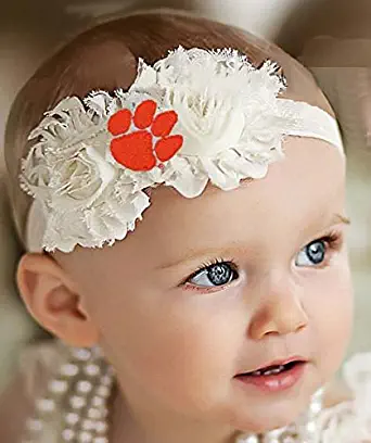 Future Tailgater Clemson Tigers Baby/Toddler Shabby Flower Hair Bow Headband