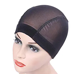 Black Mesh Cap for Making Wigs Stretchable Hairnets with Wide Elastic Band 2 pcs/lot (Mesh Caps M)