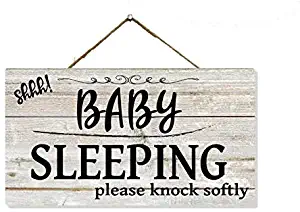 Chico Creek Signs Shhh Baby Sleeping Sign Don't Knock Wood Signs Home Decor Front Door Kids Bedroom Hanging Napping Wood No Shhh Quiet Mommy to Be 5x10 Gift SP-05100002027