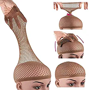 Dreamlover 2 Pack Long Wig Caps, Mesh Net Wig Cap, Open End Wig Cap for Long and Short Hair, Brown