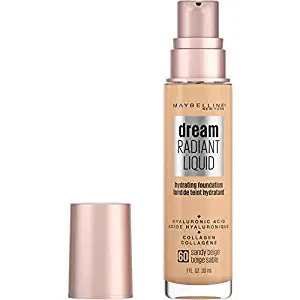 Maybelline Dream Radiant Liquid Medium Coverage Hydrating Makeup, Lightweight Liquid Foundation, Sandy Beige, 1 Fl. Oz