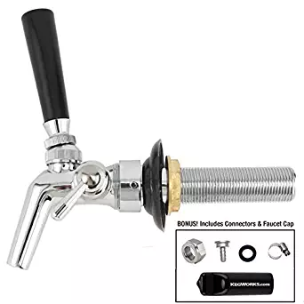 Perlick 650SS Flow Control Faucet + 4" SS Shank Tap Kit - Kegerator Draft Beer