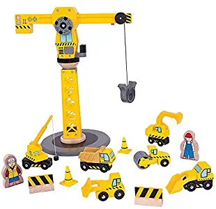 Bigjigs Rail Wooden Crane Construction Set - Other Major Wood Rail Brands are Compatible