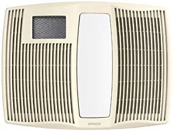 Broan-NutoneQTX110HLVery Quiet Ceiling Heater, Fan, and Light Combo for Bathroom and Home, 0.9 Sones, 1500-Watt Heater, 60-Watt Incandescent Light, 110 CFM,White