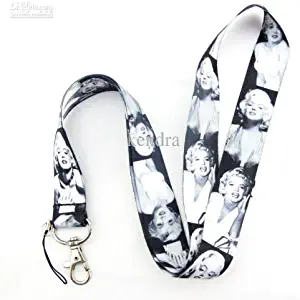 Marilyn Monroe Black and White Neck Lanyard with Clip Key ID phone Chain