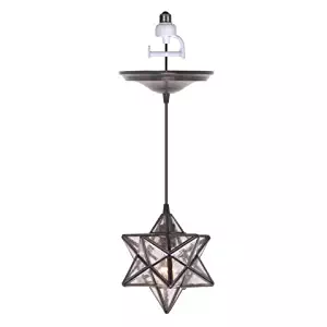 Worth Home Products Instant Screw In Pendant with Moravian Star Seeded Glass